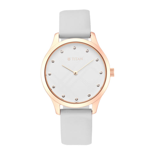 Titan Athleisure White Dial Analog Rubber Strap Watch for Women