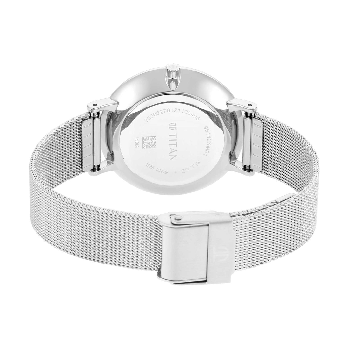 Titan Slimline Blue Dial Analog with Date Metal Strap Watch for Women