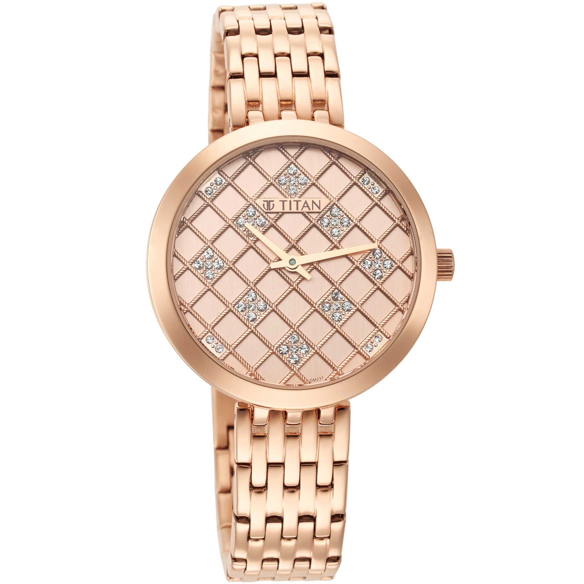Titan Purple Unending Beauty Rose Gold Dial Women Watch With Stainless Steel Strap