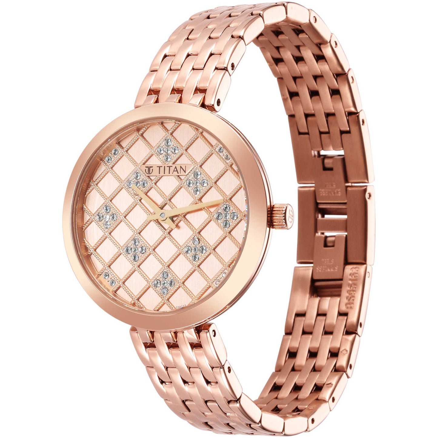 Titan Purple Unending Beauty Rose Gold Dial Women Watch With Stainless Steel Strap