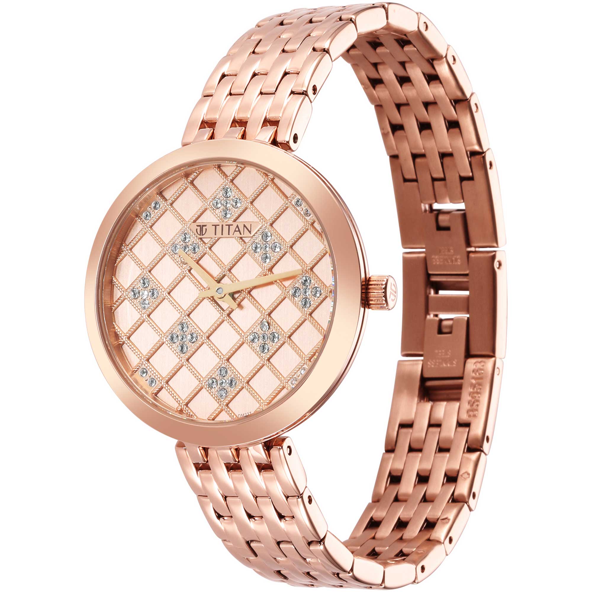 Titan Purple Unending Beauty Rose Gold Dial Women Watch With Stainless Steel Strap