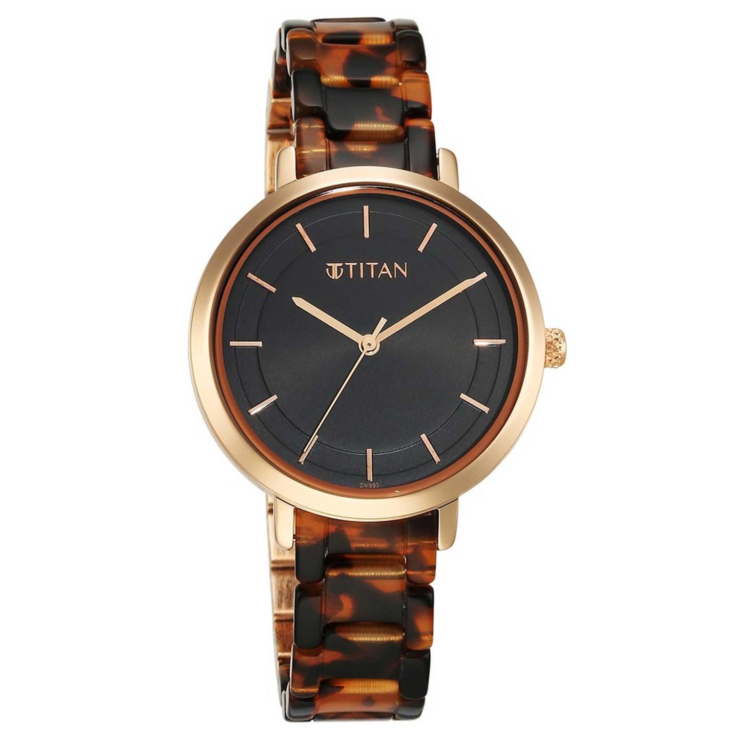 Titan Purple Acetate Quartz Analog Black Dial Brass & Acetate Strap Watch for Women