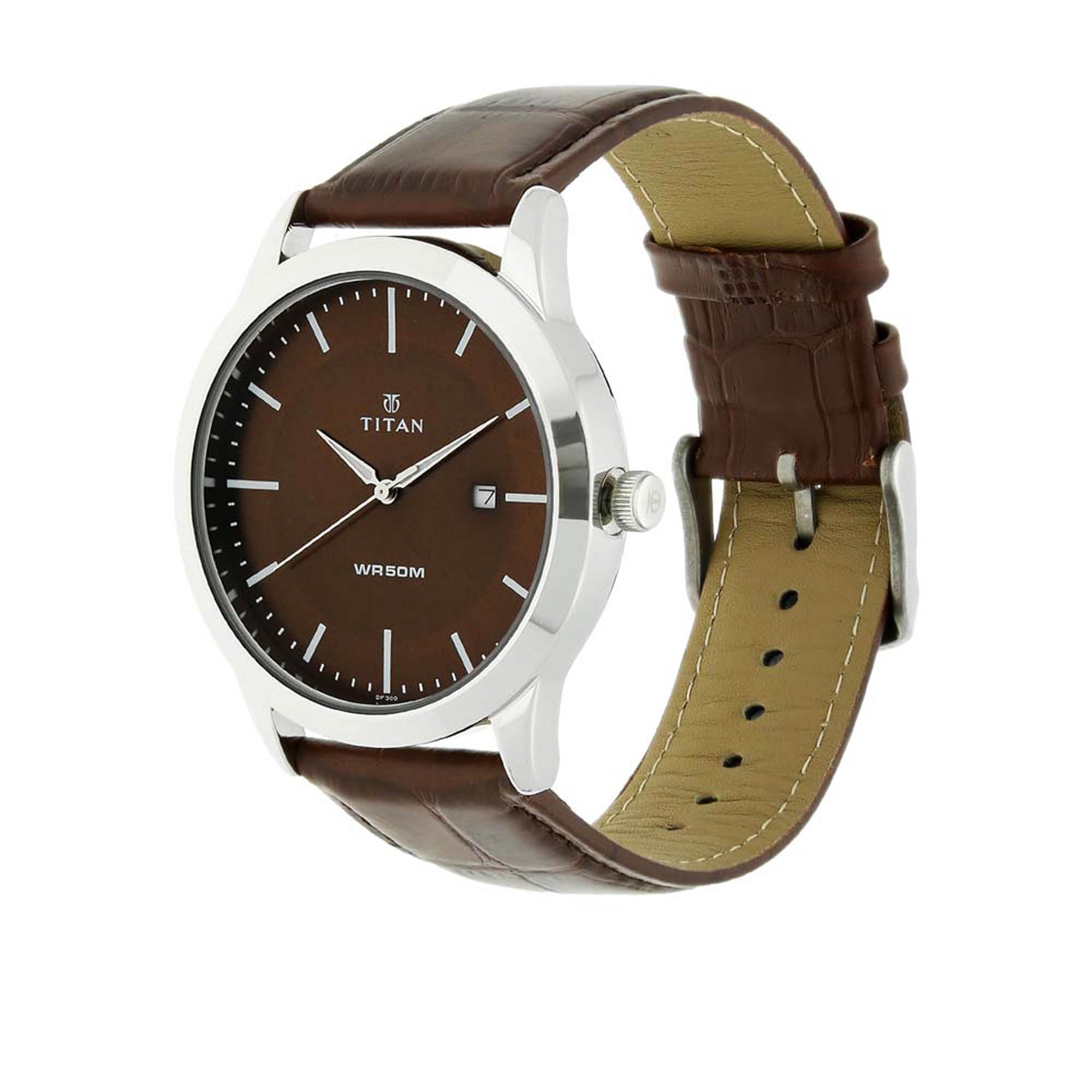 Titan watch leather sale