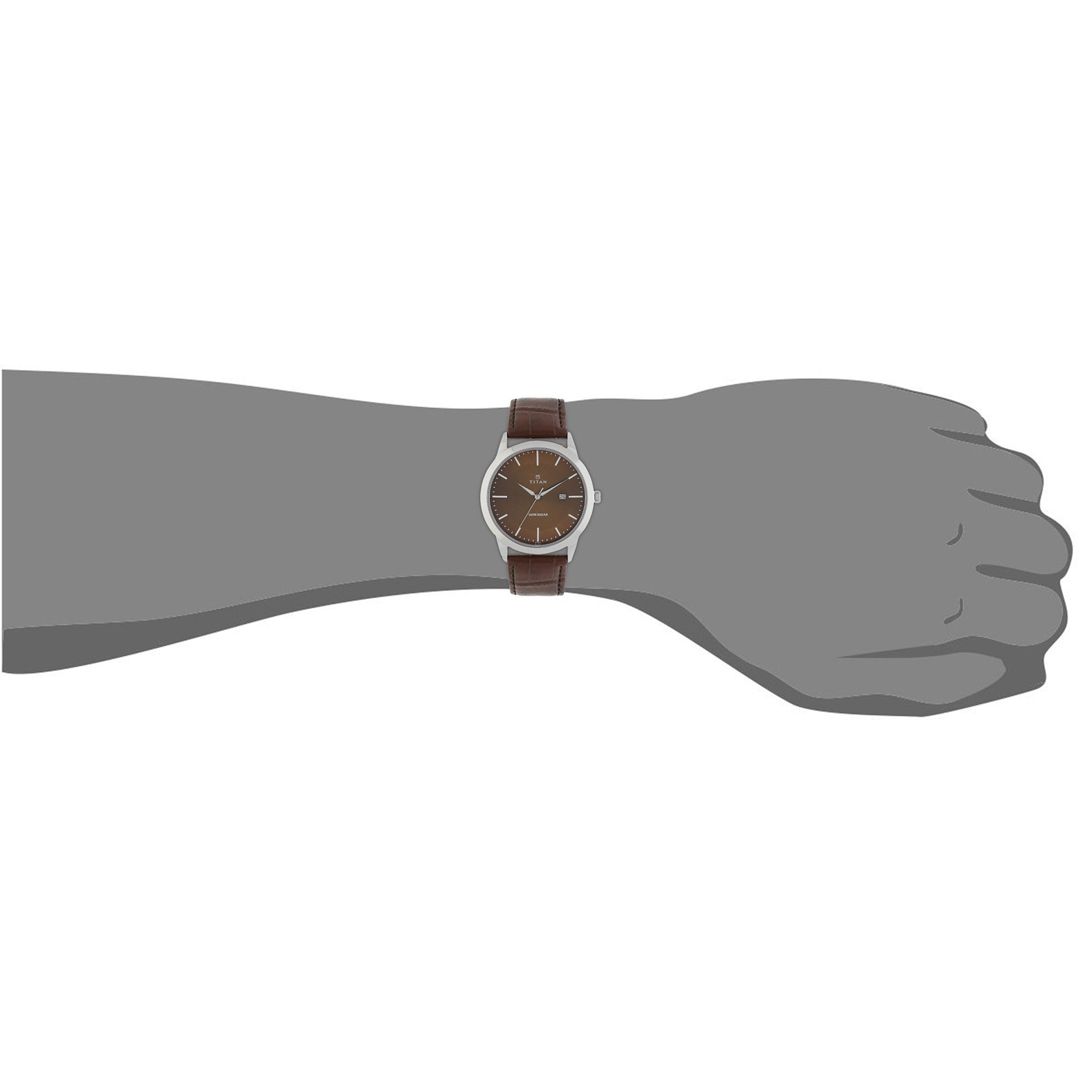 Titan Quartz Analog with Date Brown Dial Leather Strap Watch for Men Kallol Limited