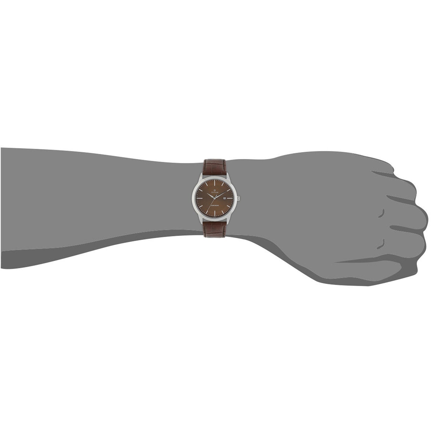 Titan Quartz Analog with Date Brown Dial Leather Strap Watch for Men