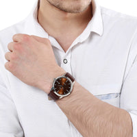 Titan Quartz Analog with Date Brown Dial Leather Strap Watch for Men