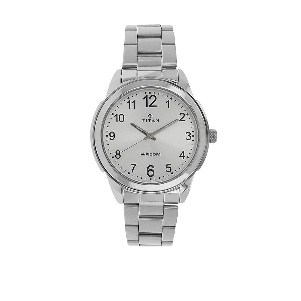 Titan Analog White Dial Quartz Metal Strap watch for Men