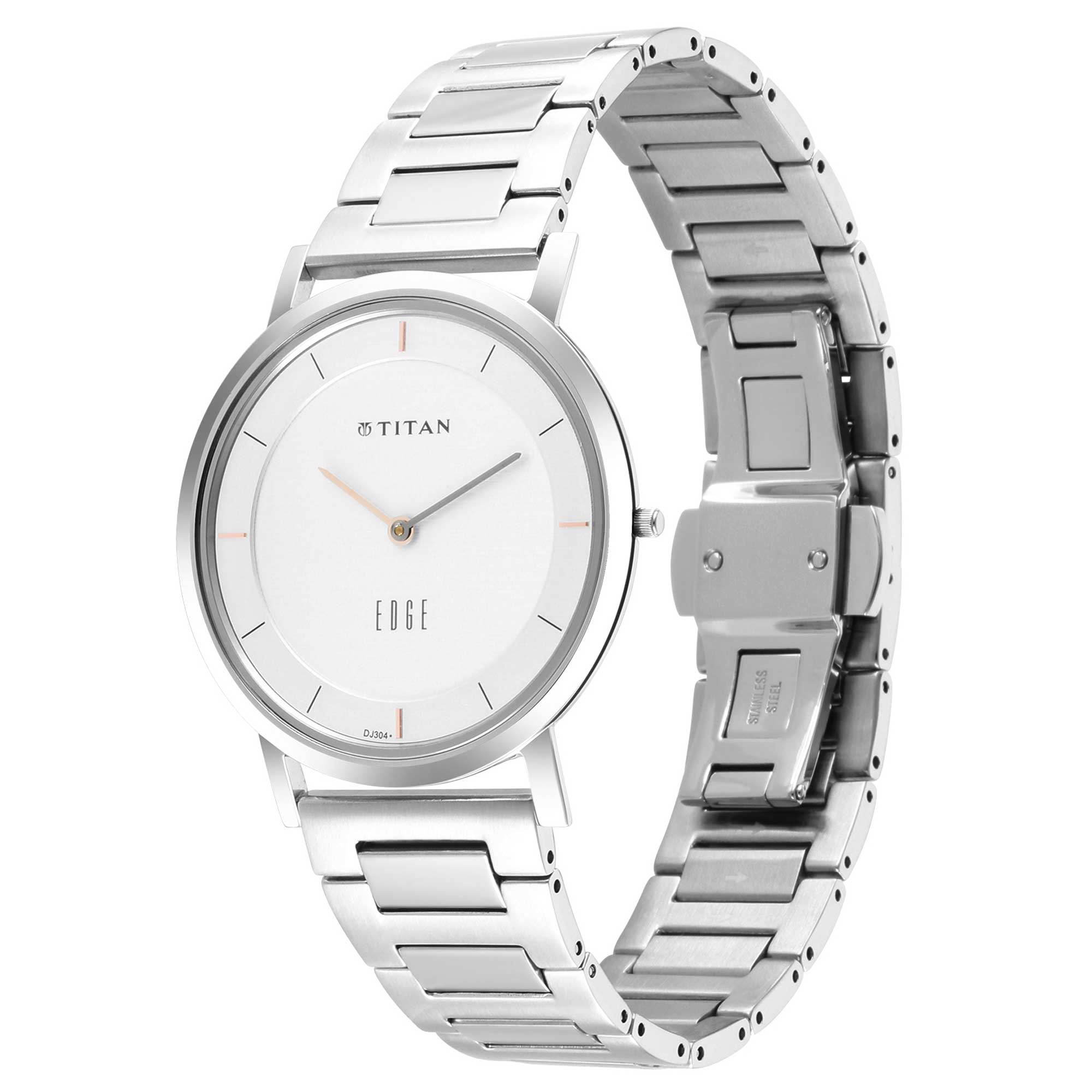 Titan Edge Silver White Dial Analog Stainless Steel Strap watch