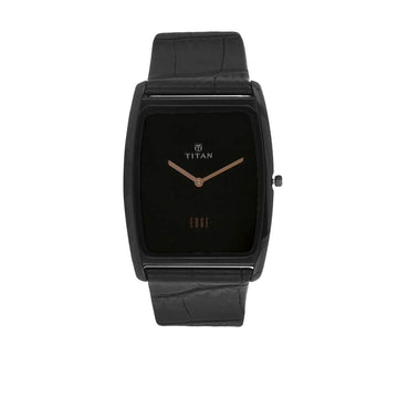 Titan Edge Black Dial Analog Leather Strap watch for Men
