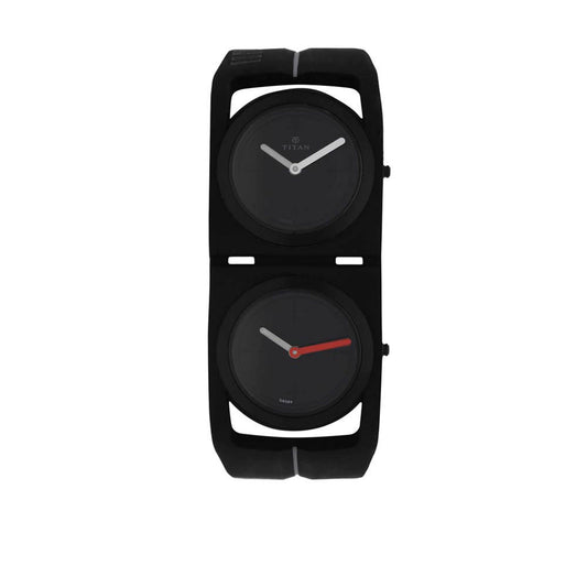 Titan Quartz Analog Black Dial Silicone Strap Watch for Men