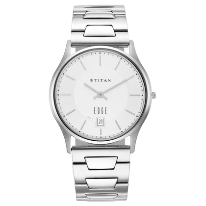 Titan Quartz Analog Silver Dial Stainless Steel Strap Watch for Men