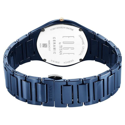 Titan Edge Bicolour Quartz Analog Blue Dial Blue Ceramic Strap Watch For Men
