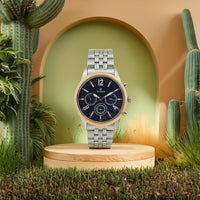 Titan Quartz Multifunction Blue Dial Stainless Steel Strap Watch for Men