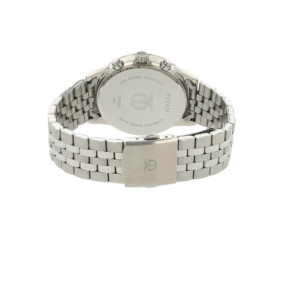 Titan Quartz Multifunction Blue Dial Stainless Steel Strap Watch for Men