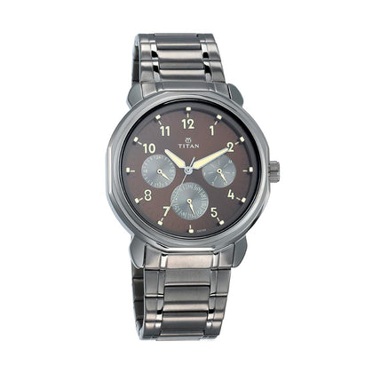 Titan Multi Brown Dial Stainless Steel Strap watch for Men