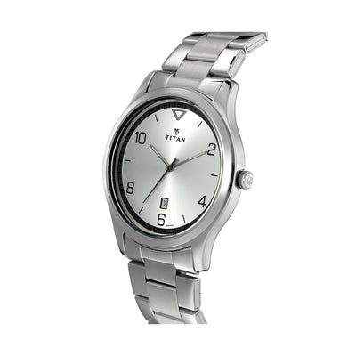 Titan Workwear White Dial Analog with Date Stainless Steel Strap watch for Men