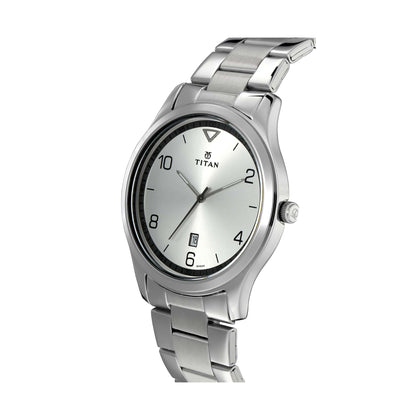 Titan Workwear White Dial Analog with Date Stainless Steel Strap watch for Men