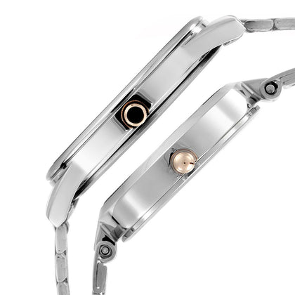 Titan Quartz Analog Silver Dial Stainless Steel Strap Watch for Couple