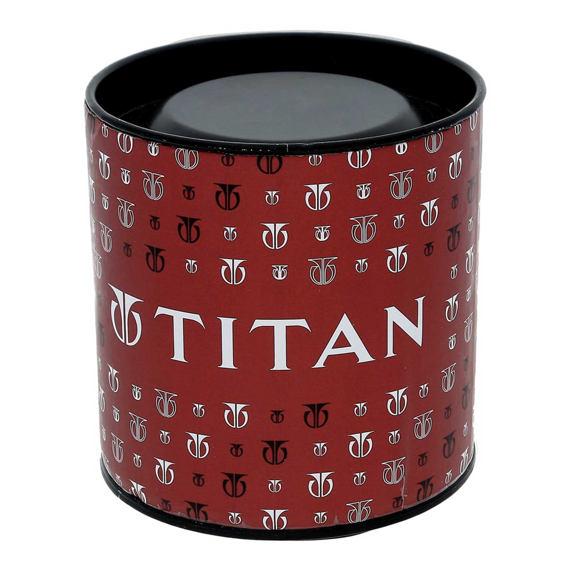 Titan Quartz Analog with Day and Date Silver Dial Leather Strap Watch for Men