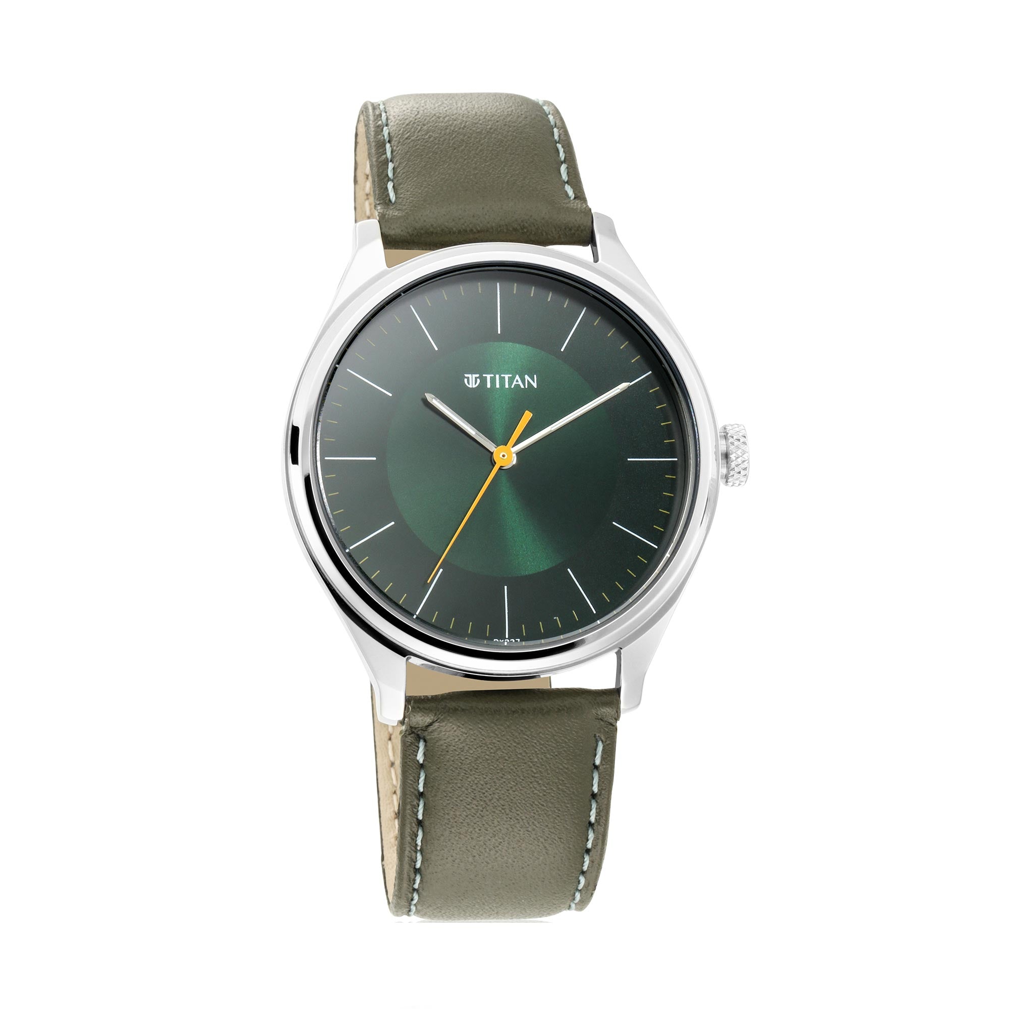 Titan Workwear Green Dial Analog Leather Strap Watch for Men