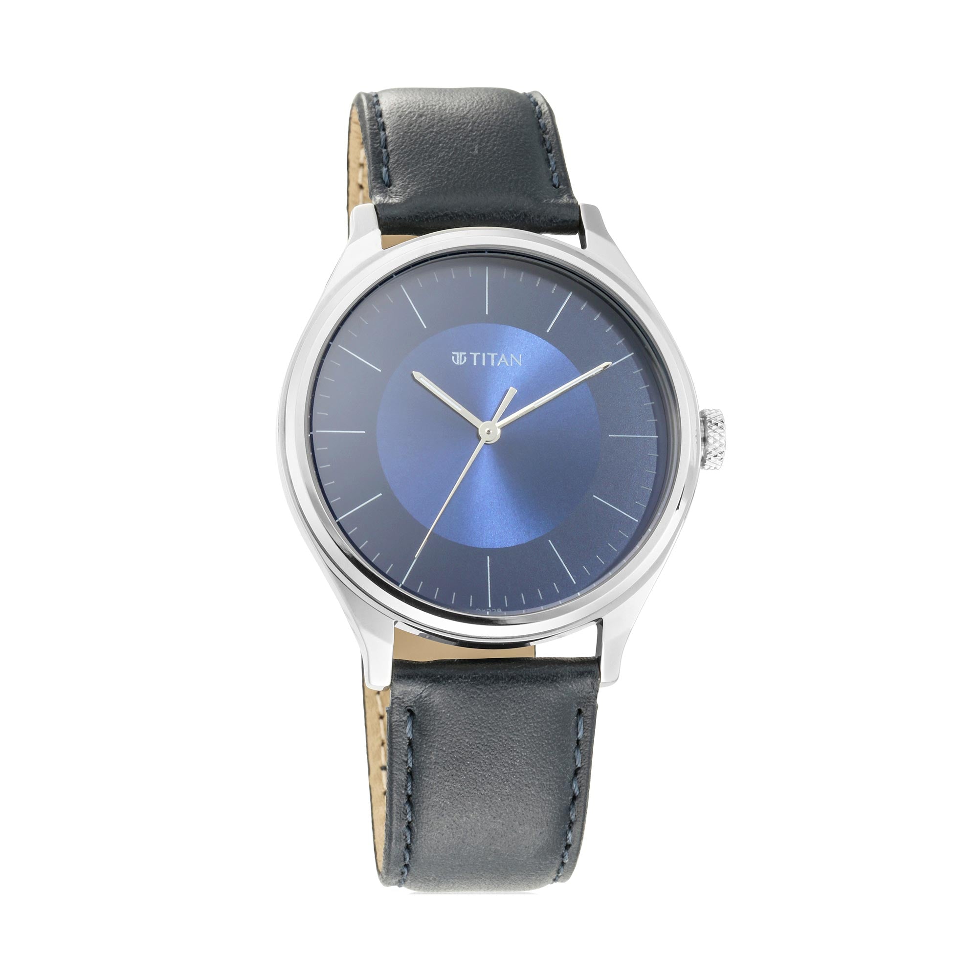 Titan Quartz Analog Blue Dial Leather Strap Watch for Men