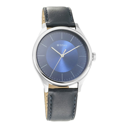 Titan Quartz Analog Blue Dial Leather Strap Watch for Men
