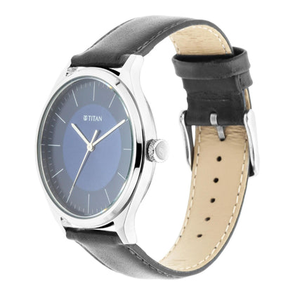 Titan Quartz Analog Blue Dial Leather Strap Watch for Men