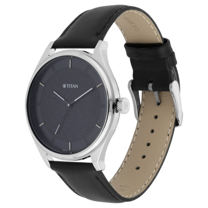 Titan Quartz Analog Black Dial Leather Strap Watch for Men