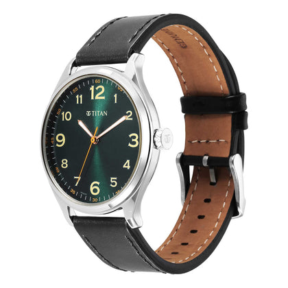 Titan Urban Green Dial Analog Leather Strap Watch for Men