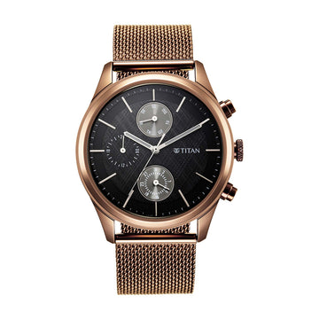 Titan Neo Splash Black Dial Analog Quartz Stainless Steel Strap watch for Men