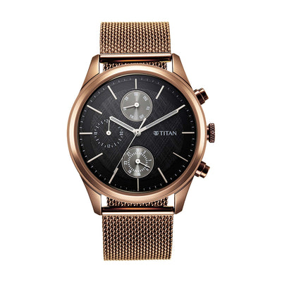 Titan Neo Splash Black Dial Analog Quartz Stainless Steel Strap watch for Men