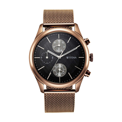 Titan Neo Splash Black Dial Analog Quartz Stainless Steel Strap watch for Men