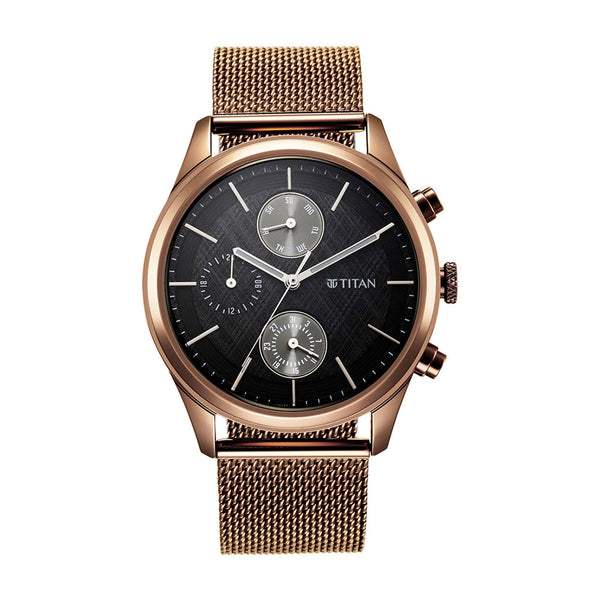Titan Neo Splash Black Dial Analog Quartz Stainless Steel Strap watch for Men