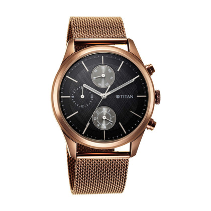 Titan Neo Splash Black Dial Analog Quartz Stainless Steel Strap watch for Men