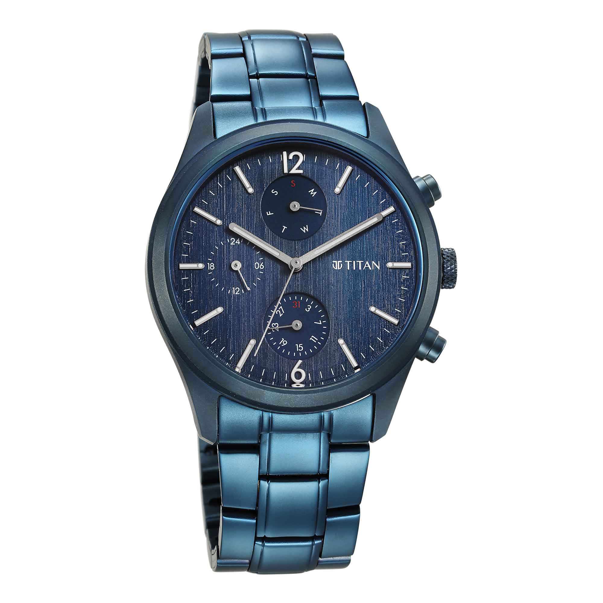 Titan Neo Splash Blue Dial Multi Stainless Steel Strap Watch for Men Kallol Limited