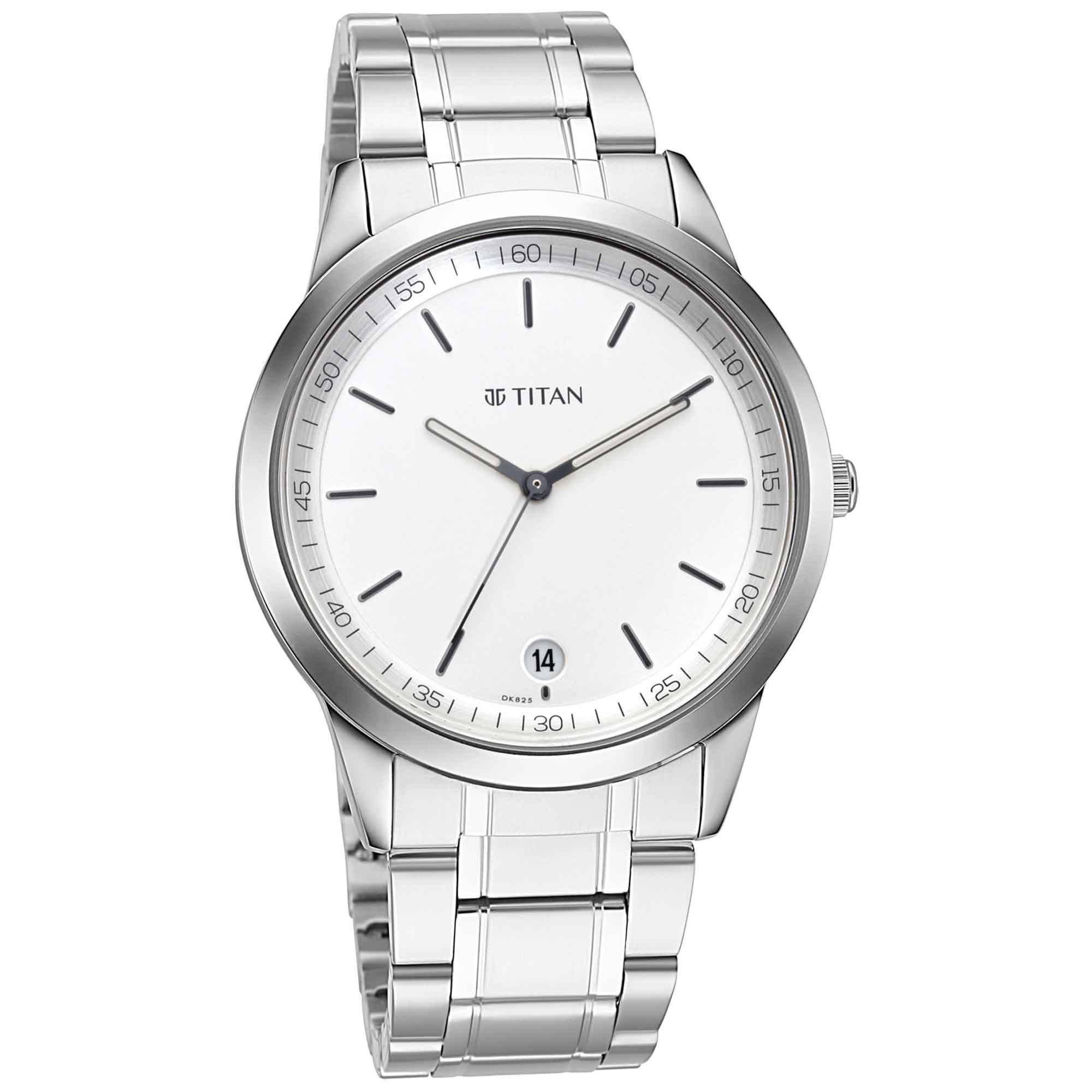 Titan Minimals White Dial Analog Metal Strap watch for Men