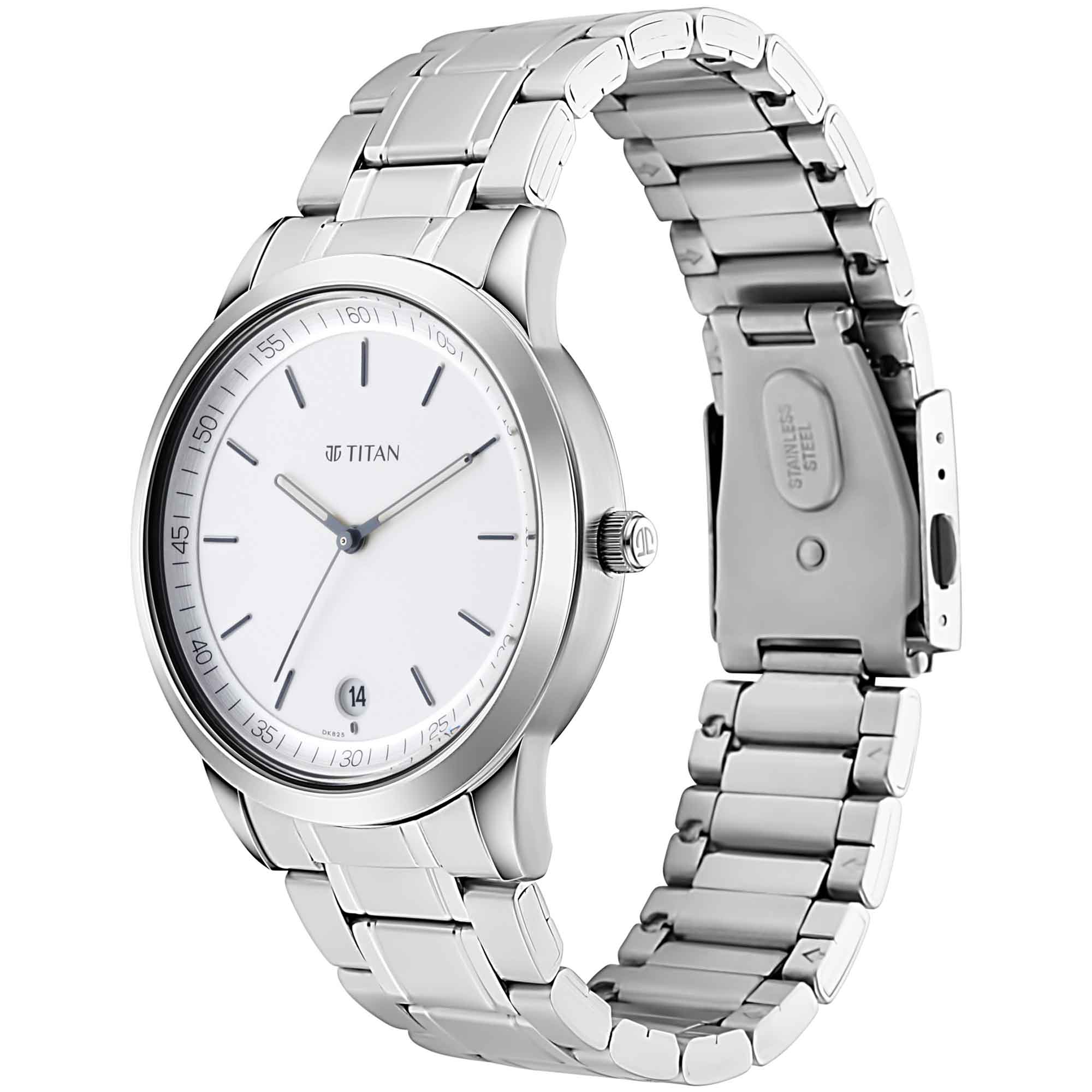 Titan Minimals White Dial Analog Metal Strap watch for Men