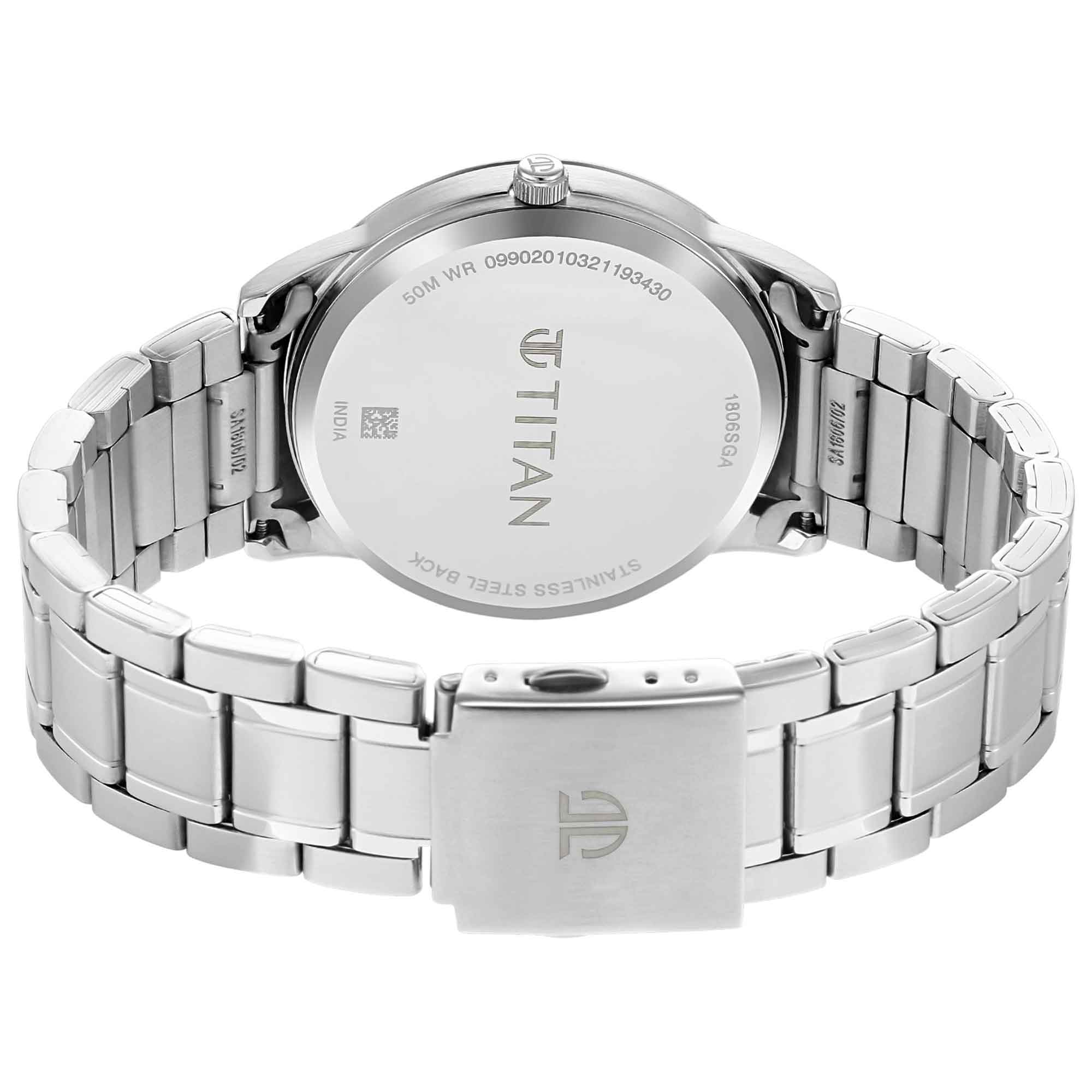 Titan Minimals White Dial Analog Metal Strap watch for Men