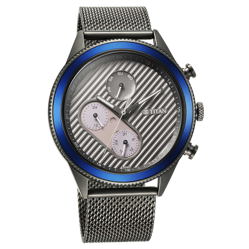 Titan Quartz Analog Anthracite Dial Stainless Steel Strap Watch for Men