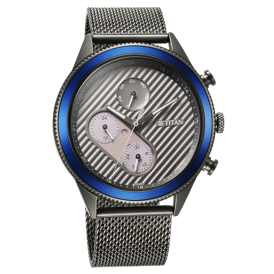 Titan Quartz Analog Anthracite Dial Stainless Steel Strap Watch for Men