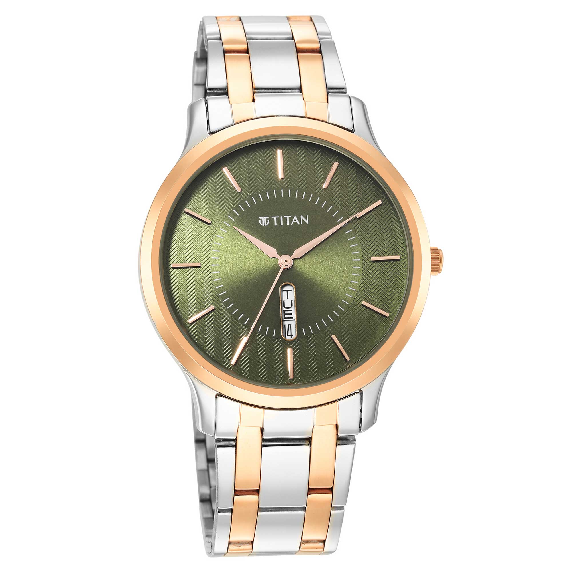 Titan Quartz Analog Green Dial Stainless Steel Strap Watch for Men Kallol Limited