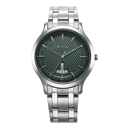 Titan Karishma Quartz Analog Green Dial Stainless Steel Strap Watch for Men