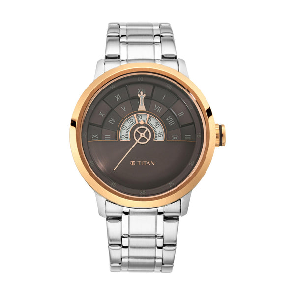 Titan Grandmaster Brown Dial Analog Stainless Steel Strap Watch for Men