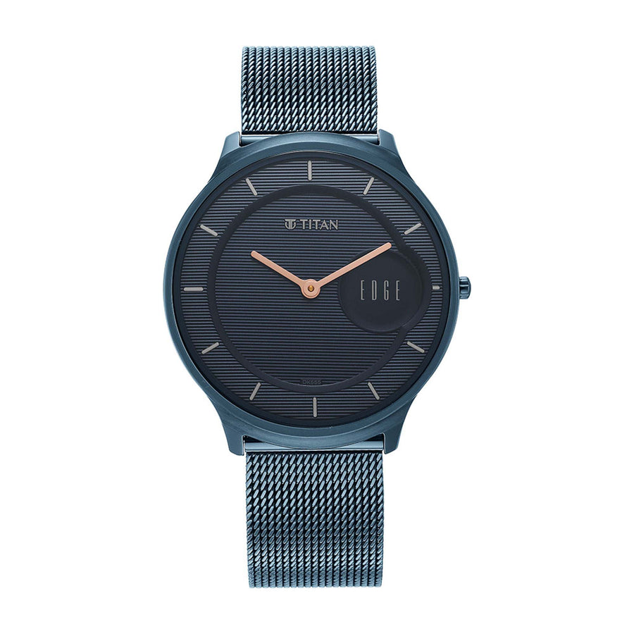 Edge Baseline Blue Dial Stainless Steel Strap Watch Men