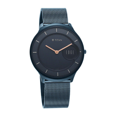 Edge Baseline Blue Dial Stainless Steel Strap Watch Men