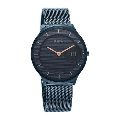 Edge Baseline Blue Dial Stainless Steel Strap Watch Men