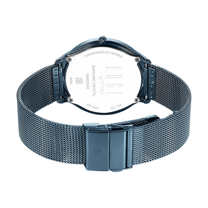 Edge Baseline Blue Dial Stainless Steel Strap Watch Men