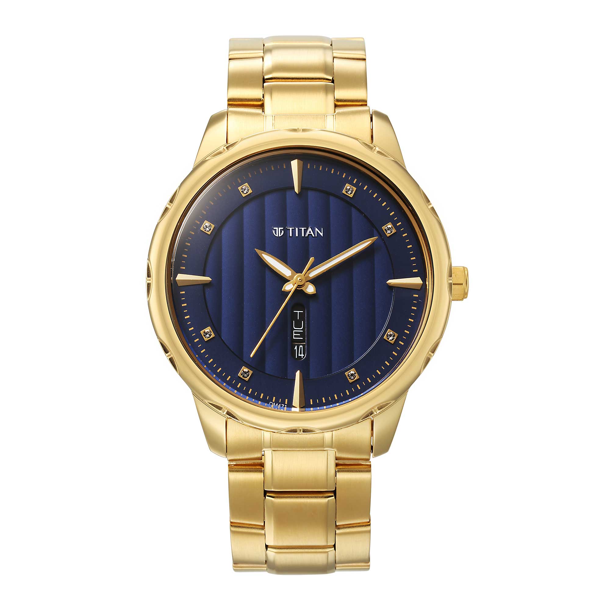 Titan Regalia Opulent Blue Dial Analog with Day and Date Metal Strap watch for Men