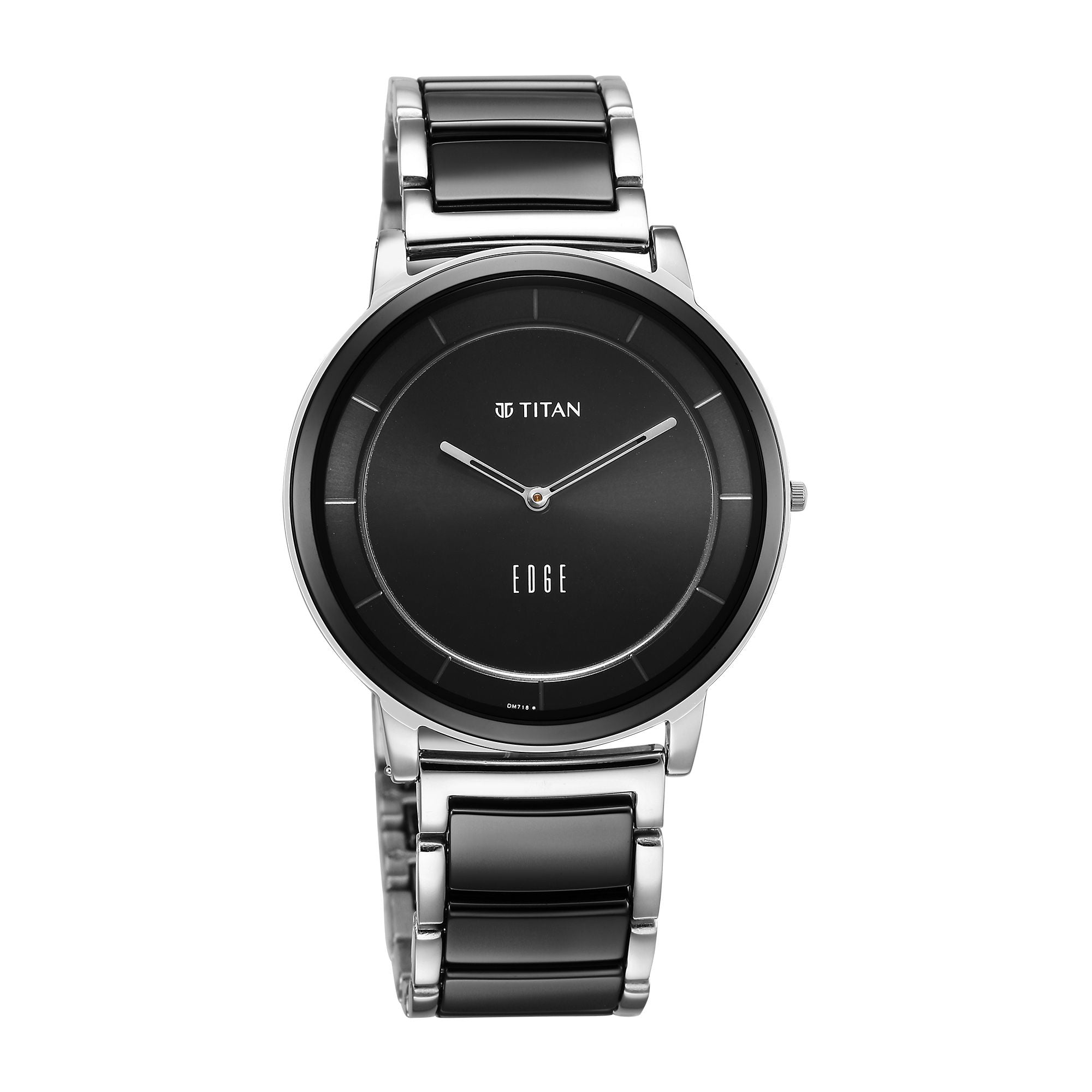 Titan Edge Fusion Quartz Analog Black Dial Two Toned Steel Ceramic Strap Watch for Men