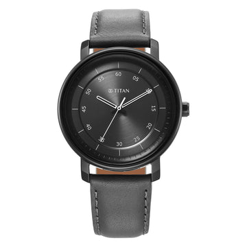Titan Workwear Quartz Alog Anthracite Dial Leather Strap Watch for Men (1884NL01)